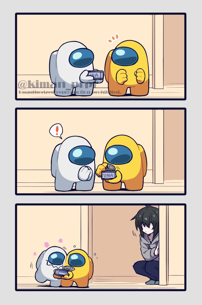 crewmate, yellow, white, impostor, and they (original and 1 more) drawn by kiman