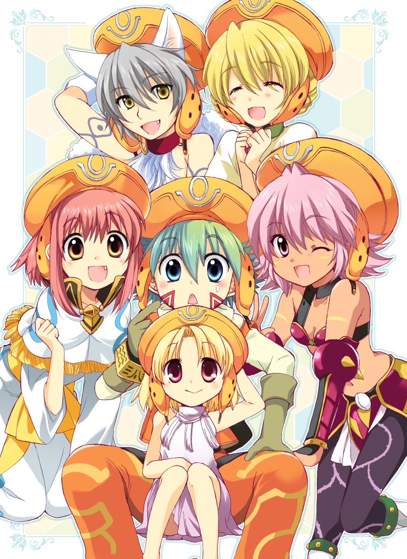 kunisaki rena, ouka, mireille, kunisaki shugo, hotaru, and 1 more (.hack// and 1 more) drawn by izumi_rei
