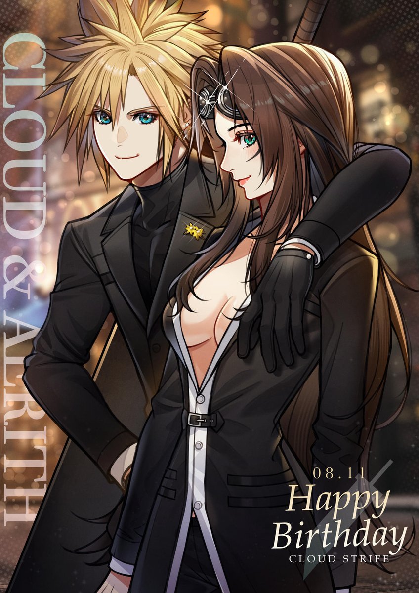 cloud strife, aerith gainsborough, and reno (final fantasy and 3 more) drawn by lukrevadraws