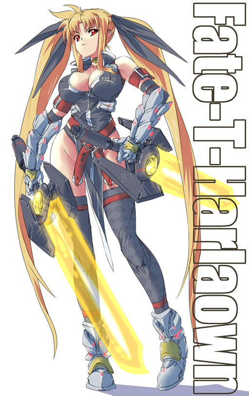fate testarossa and bardiche (lyrical nanoha and 1 more) drawn by nekomamire