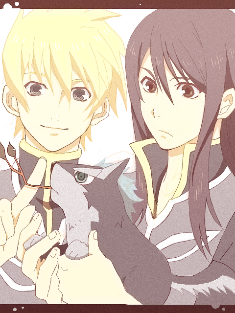 yuri lowell, flynn scifo, and repede (tales of and 1 more) drawn by yuzumame