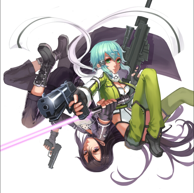 kirito and sinon (sword art online) drawn by bojue_yu_yaojing_695657