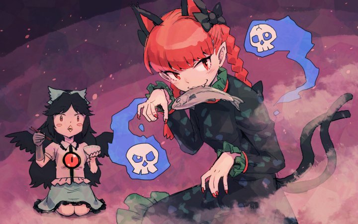kaenbyou rin and reiuji utsuho (touhou) drawn by meimaru_inuchiyo
