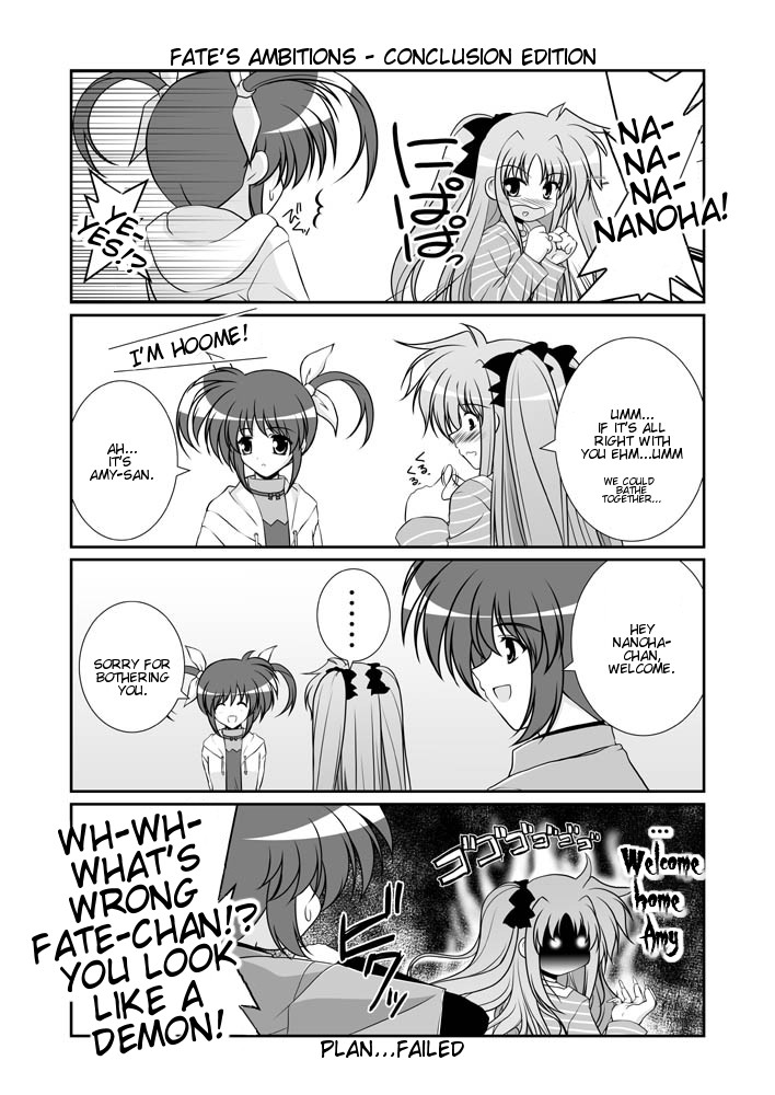 fate testarossa, takamachi nanoha, and amy limietta (lyrical nanoha and 2 more) drawn by mikage_takashi
