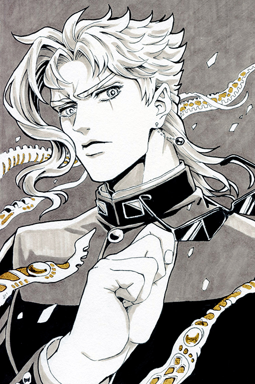 kakyoin noriaki and hierophant green (jojo no kimyou na bouken and 1 more) drawn by lanxjourney