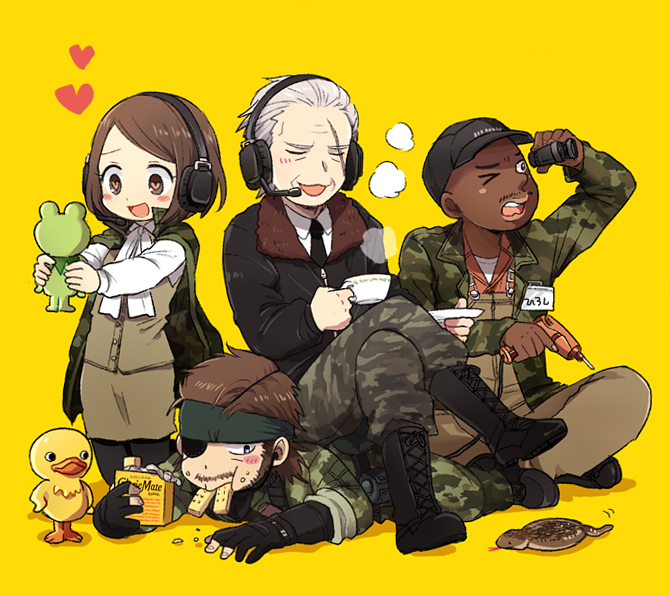big boss, para-medic, major zero, and sigint (metal gear and 2 more) drawn by 50yen_(gojiue)