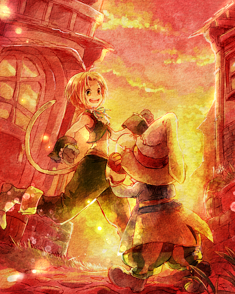 zidane tribal, black mage, and vivi ornitier (final fantasy and 1 more) drawn by takanamushi