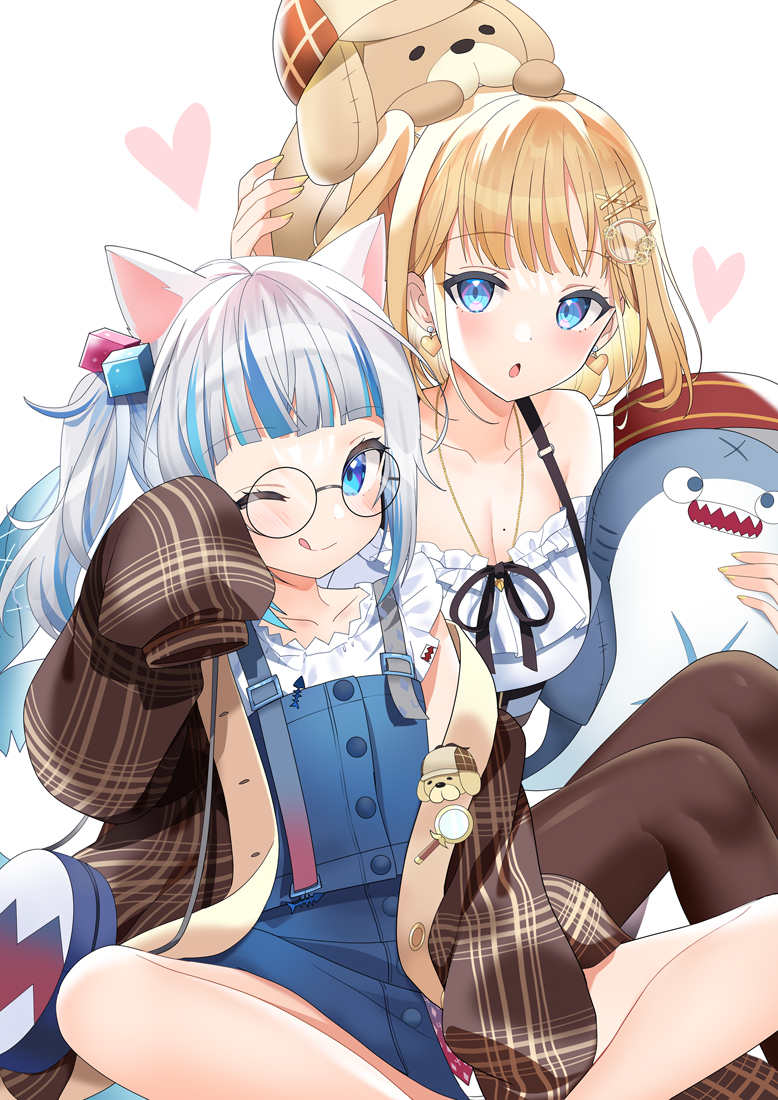 gawr gura, watson amelia, bloop, and bubba (hololive and 1 more) drawn by kurot