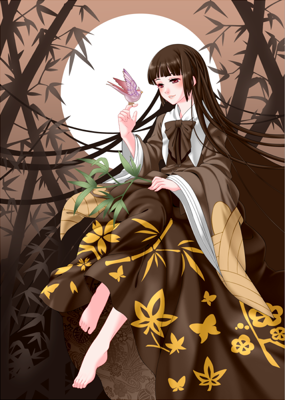 houraisan kaguya and mystia lorelei (touhou) drawn by riputon_(lipton_sabou)