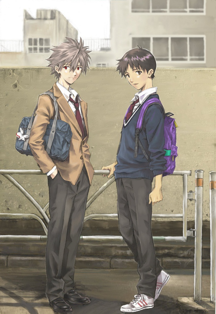 ikari shinji, nagisa kaworu, and mass production eva (neon genesis evangelion) drawn by mc_(k0111s)