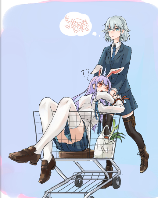 remilia scarlet, izayoi sakuya, and reisen udongein inaba (touhou) drawn by slms