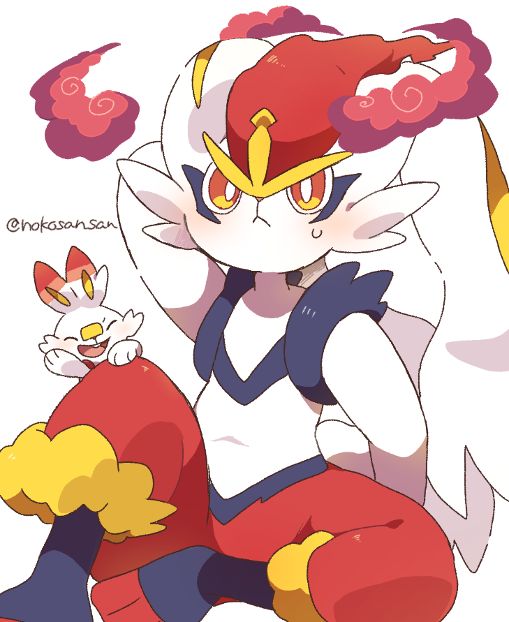 scorbunny, cinderace, and gigantamax cinderace (pokemon) drawn by roku_(rokkrn)