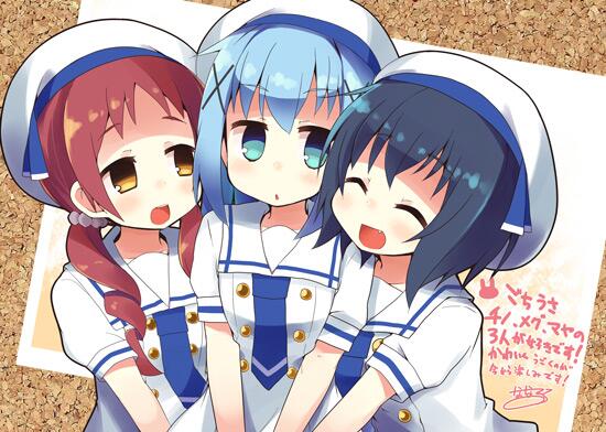 kafuu chino, jouga maya, and natsu megumi (gochuumon wa usagi desu ka?) drawn by nanateru