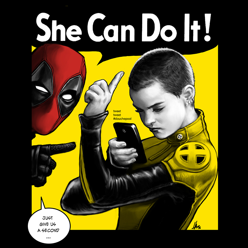 deadpool, rosie the riveter, and negasonic teenage warhead (marvel and 4 more) drawn by hugohugo