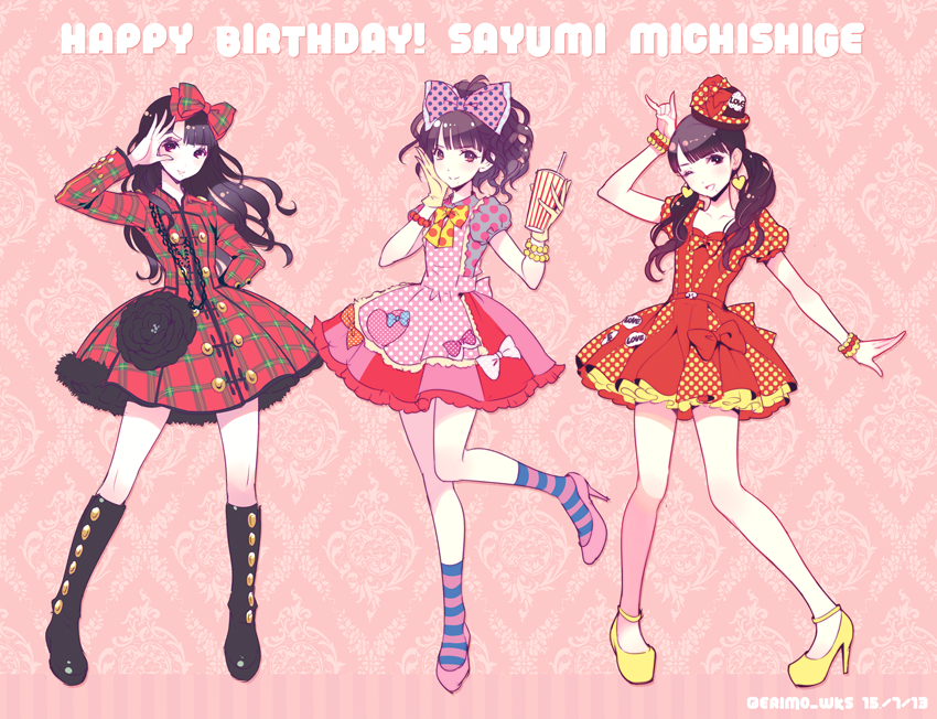 michishige sayumi (real life and 1 more) drawn by nishimura_eri