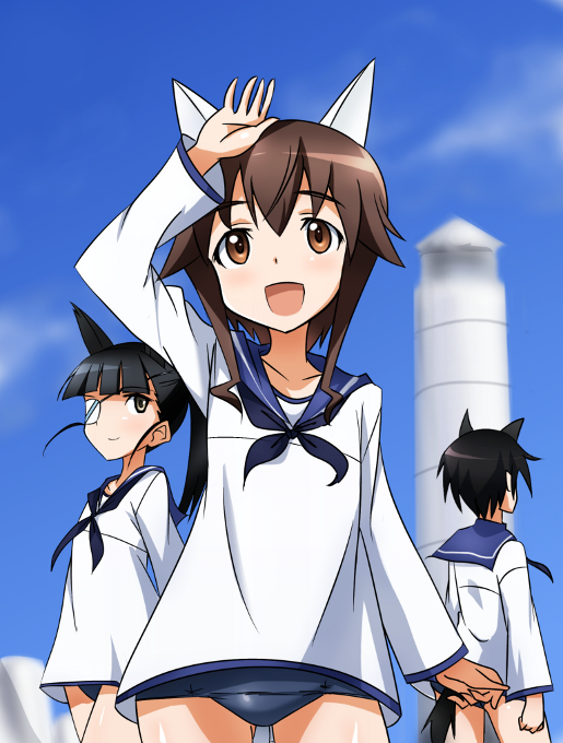 sakamoto mio, takei junko, and wakamoto tetsuko (world witches series and 3 more) drawn by tokiani