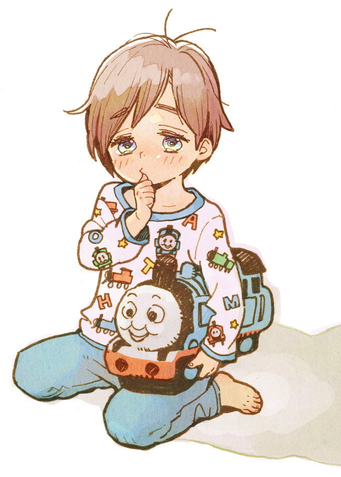 thomas the tank engine (original and 1 more) drawn by uehasu_(drill'n_girl)