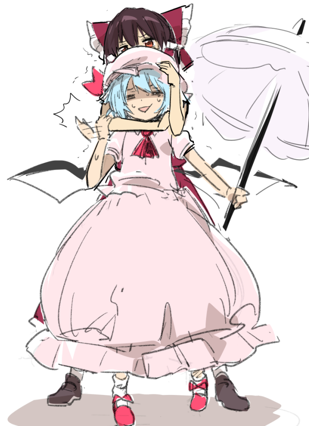 hakurei reimu and remilia scarlet (touhou and 1 more) drawn by leon_(mikiri_hassha)