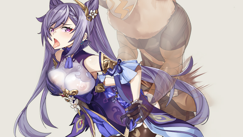 keqing and hilichurl (genshin impact) drawn by toranpo_rintarou