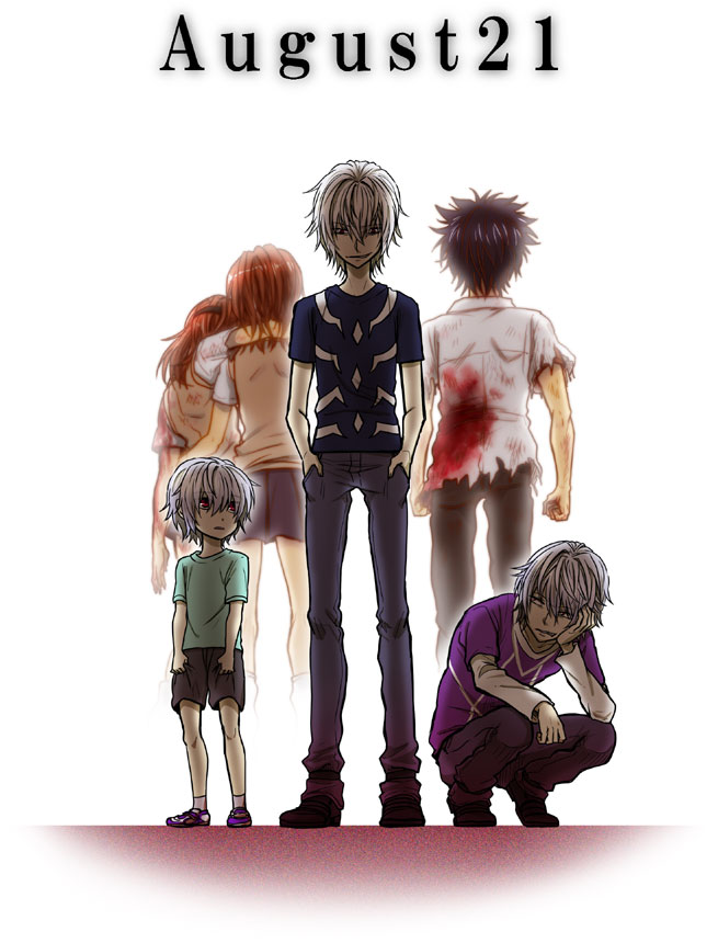 misaka mikoto, kamijou touma, accelerator, misaka imouto, and misaka imouto 10032 (toaru majutsu no index and 2 more) drawn by nico_(hero300)