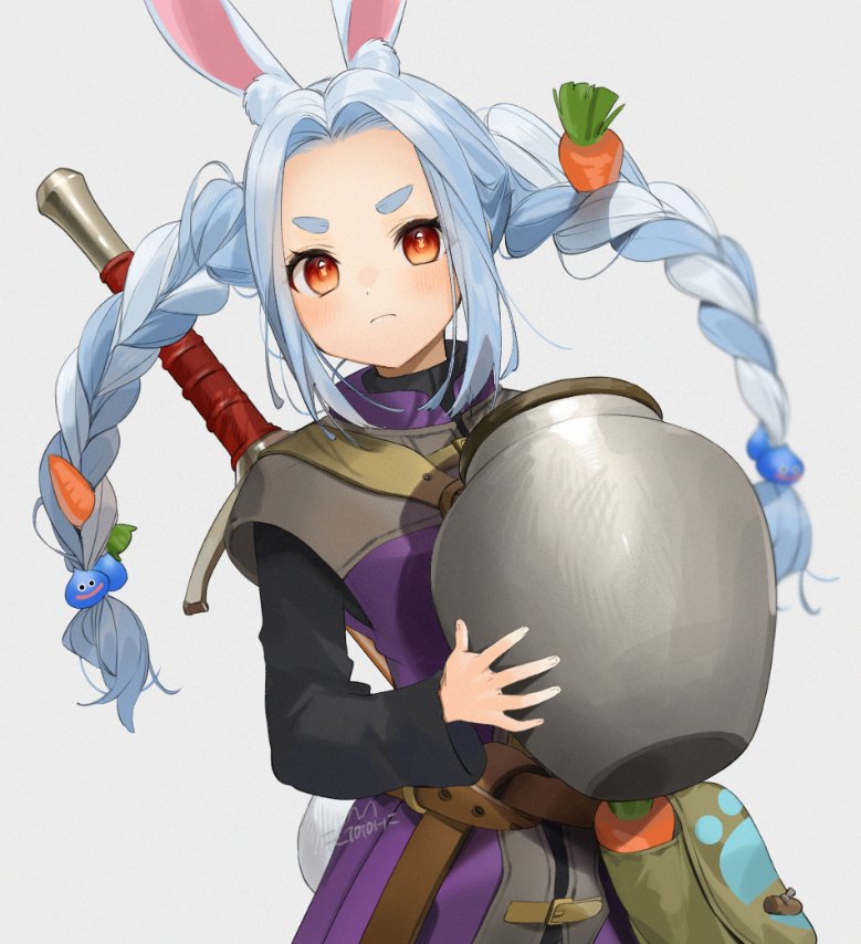 usada pekora, slime, and hero (hololive and 2 more) drawn by gotoh_(nekocat)
