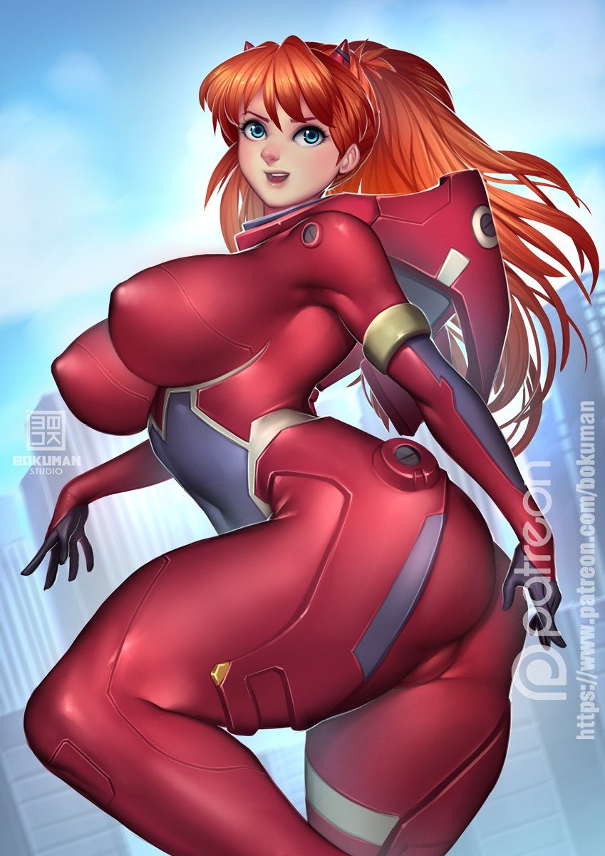 souryuu asuka langley and zero two (neon genesis evangelion and 1 more) drawn by bokuman