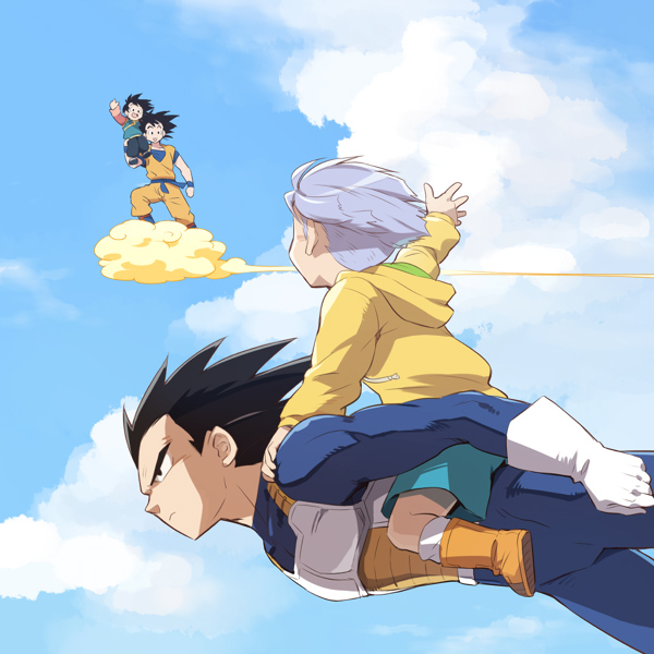 son goku, vegeta, trunks, and son goten (dragon ball and 1 more) drawn by ttk_(ehohmaki)