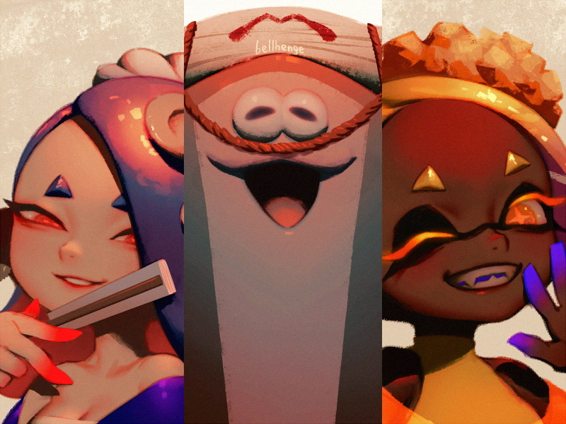 shiver, frye, and big man (splatoon and 1 more) drawn by bellhenge