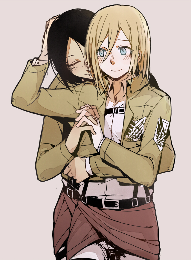 krista lenz and ymir (shingeki no kyojin) drawn by doudoude_dou