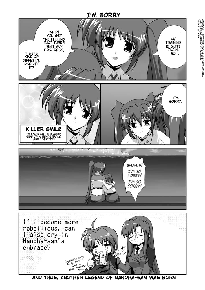 takamachi nanoha, subaru nakajima, teana lanster, erio mondial, and shario finieno (lyrical nanoha and 1 more) drawn by mikage_takashi