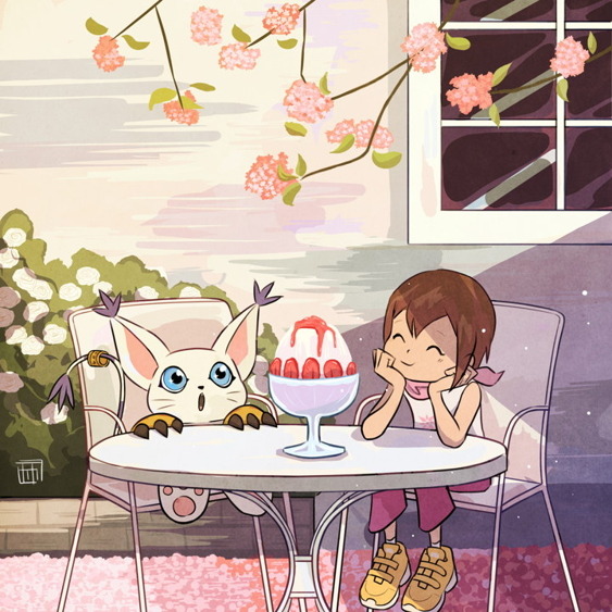 yagami hikari and tailmon (digimon and 1 more) drawn by 0hpotato