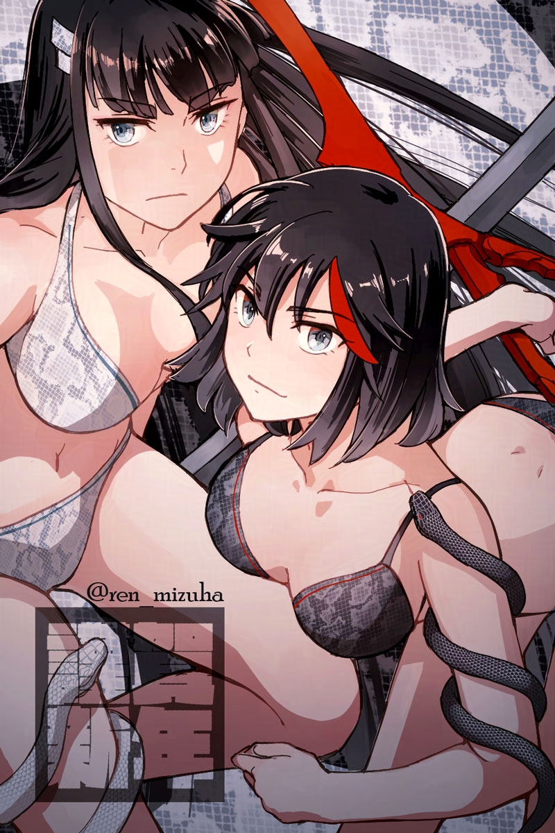 matoi ryuuko and kiryuuin satsuki (kill la kill) drawn by ren_mizuha