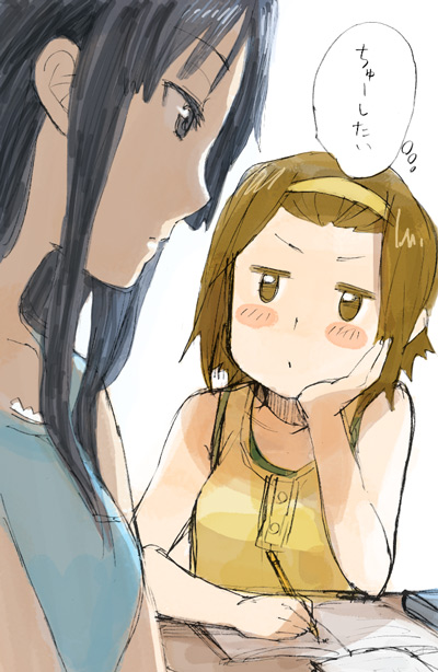 akiyama mio and tainaka ritsu (k-on!) drawn by fukutarou_(enji127)