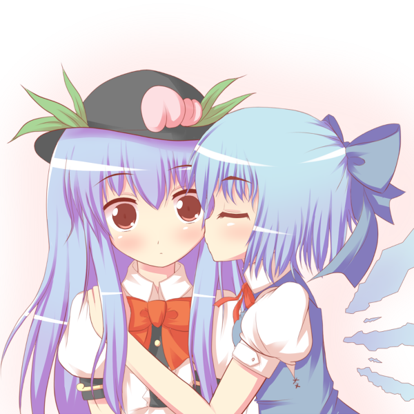 cirno and hinanawi tenshi (touhou) drawn by kousa_(black_tea)