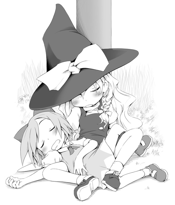 kirisame marisa and cirno (touhou) drawn by ham_(points)