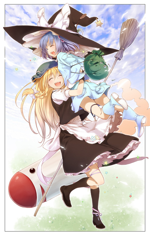 kirisame marisa, kawashiro nitori, and mimi-chan (touhou) drawn by buriki