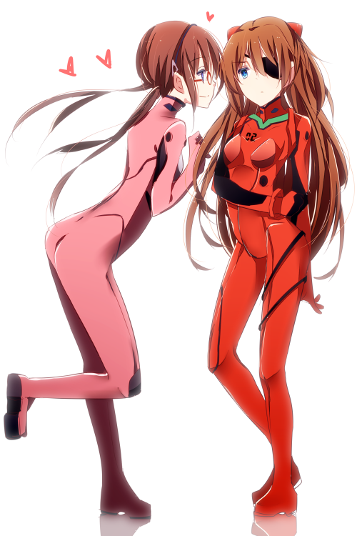 souryuu asuka langley and makinami mari illustrious (neon genesis evangelion and 2 more) drawn by aoi_nana