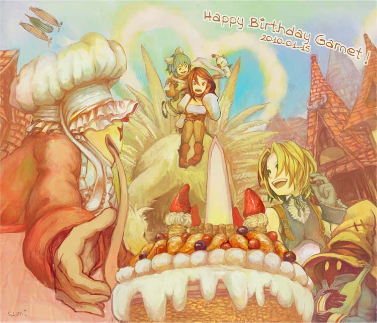 moogle, zidane tribal, garnet til alexandros xvii, vivi ornitier, eiko carol, and 1 more (final fantasy and 1 more) drawn by sumi_(nd60)