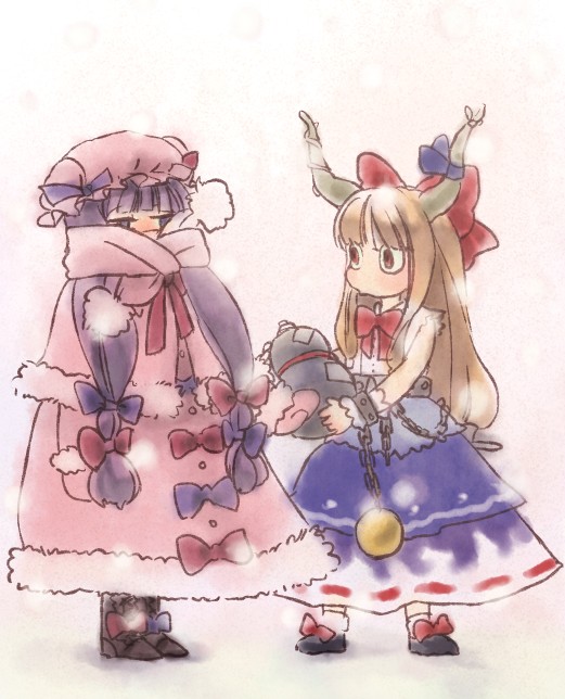 patchouli knowledge and ibuki suika (touhou) drawn by mow_(momom)