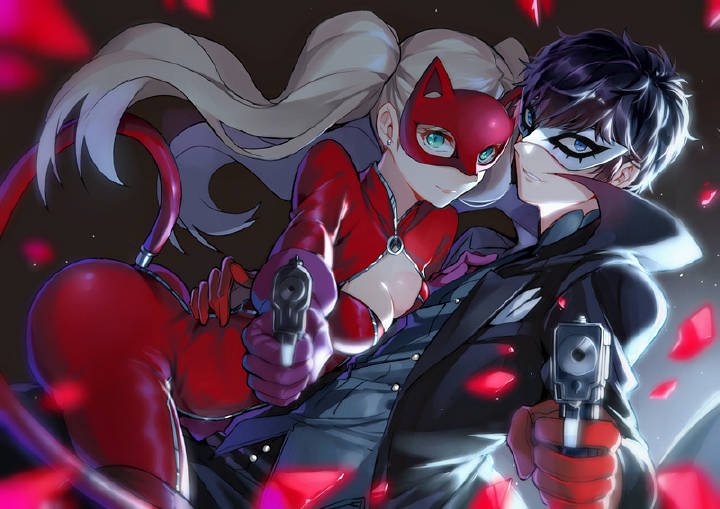 amamiya ren, takamaki anne, joker, and panther (persona and 1 more) drawn by yorukun