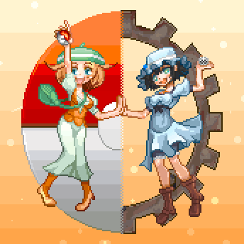 bianca, shiina mayuri, and upa (pokemon and 1 more) drawn by migel_futoshi