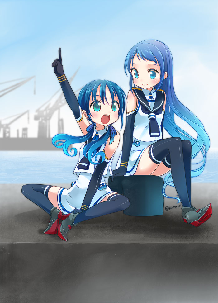 samidare and suzukaze (kantai collection) drawn by koruri