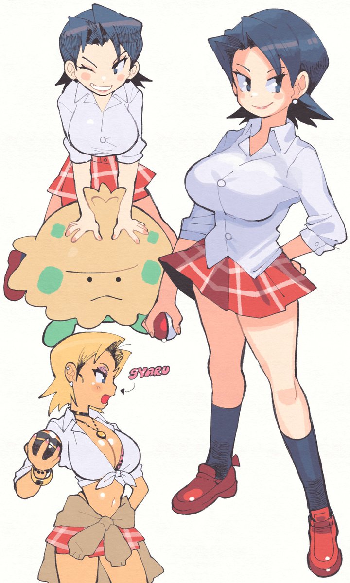 lass and shroomish (pokemon and 1 more) drawn by inkerton-kun