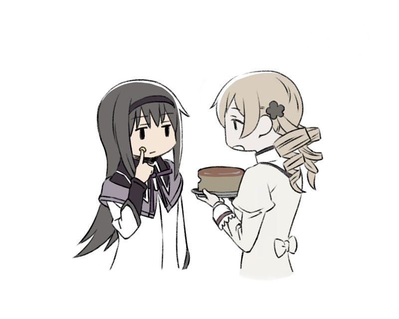 akemi homura and tomoe mami (mahou shoujo madoka magica) drawn by oda_takayuki