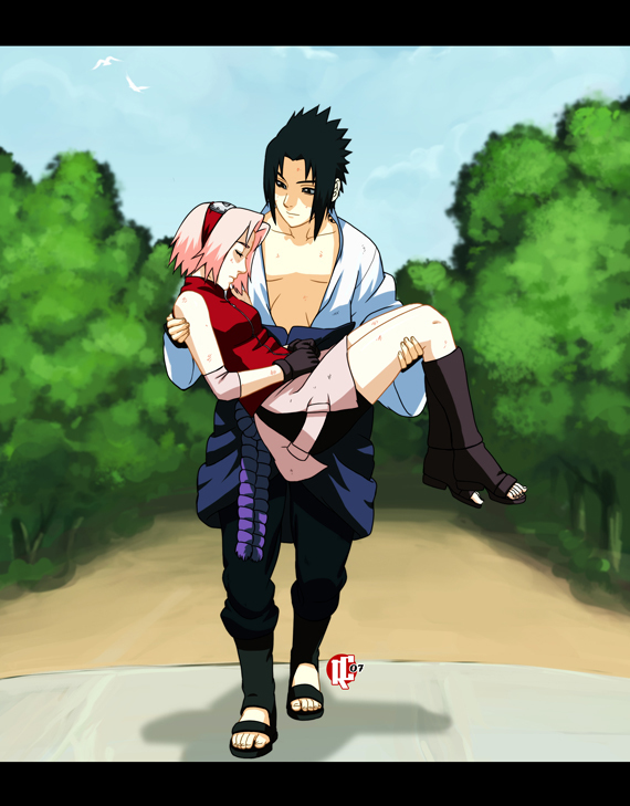 haruno sakura and uchiha sasuke (naruto and 1 more) drawn by rogie_custodio