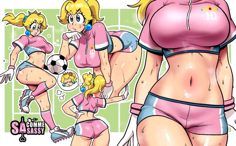princess peach and striker peach (mario and 2 more) drawn by sasa_tseng