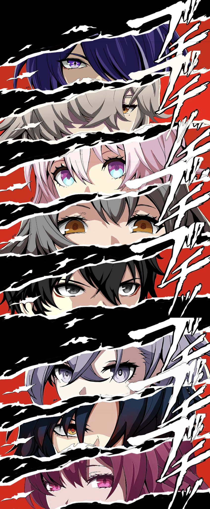 trailblazer, stelle, kafka, march 7th, acheron, and 4 more (honkai and 3 more) drawn by eiji_nochi