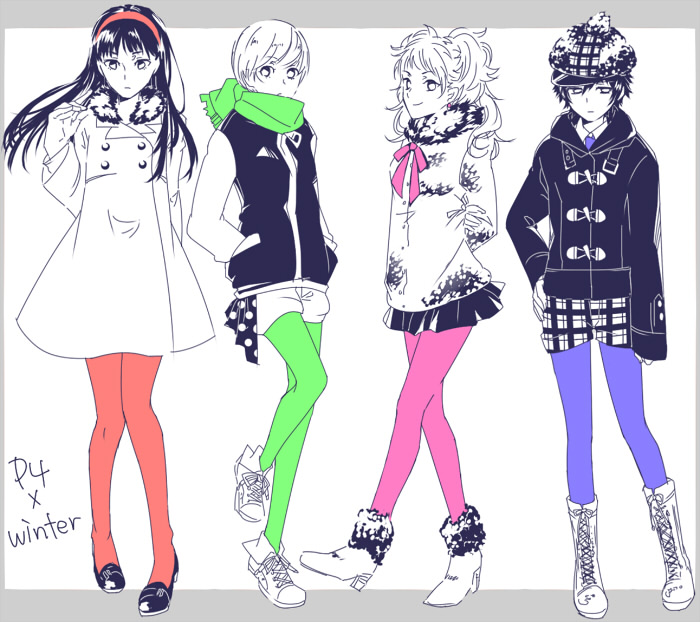 shirogane naoto, satonaka chie, kujikawa rise, and amagi yukiko (persona and 1 more) drawn by orangemango