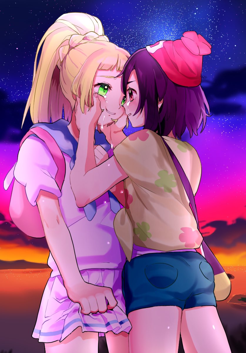 lillie and selene (pokemon and 1 more) drawn by ankea_(a-ramo-do)