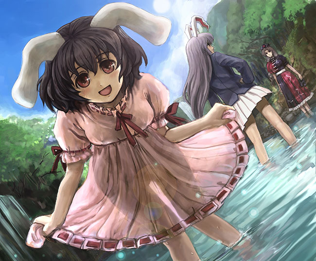 reisen udongein inaba, inaba tewi, and yagokoro eirin (touhou) drawn by hamoto